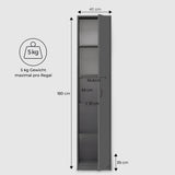 Schrank Mehrzweckschrank 40 und 50 cm Breite 180 cm Höhe mit vier Einlegeböden schmaler Aktenschrank Organizer Kleiderschrank aus MDF Holz