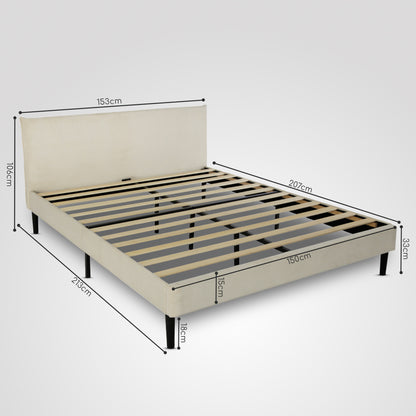 Bett 140x200 und 160x200 cm, Polsterbett mit Lattenrost, Bettgestell 140x200 & 160x200 cm, Doppelbett mit weichem Cord & Samt bezug und gepolstertem Kopfteil, robustes Gestell, hoher Liegekomfort