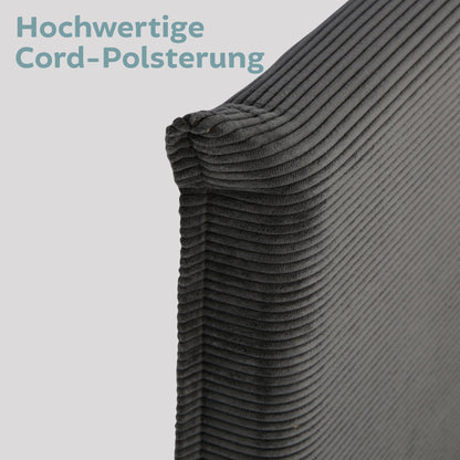 Bett 140x200 und 160x200 cm, Polsterbett mit Lattenrost, Bettgestell 140x200 & 160x200 cm, Doppelbett mit weichem Cord & Samt bezug und gepolstertem Kopfteil, robustes Gestell, hoher Liegekomfort