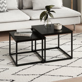 Couchtisch Klein 2er Set aus Holz, Wohnzimmertisch Modern, Beistelltisch Set 2 in 1 mit Metallgestell für Wohnzimmer Büro Beistelltisch Loft Design TWIN, kratzfeste Oberfläche