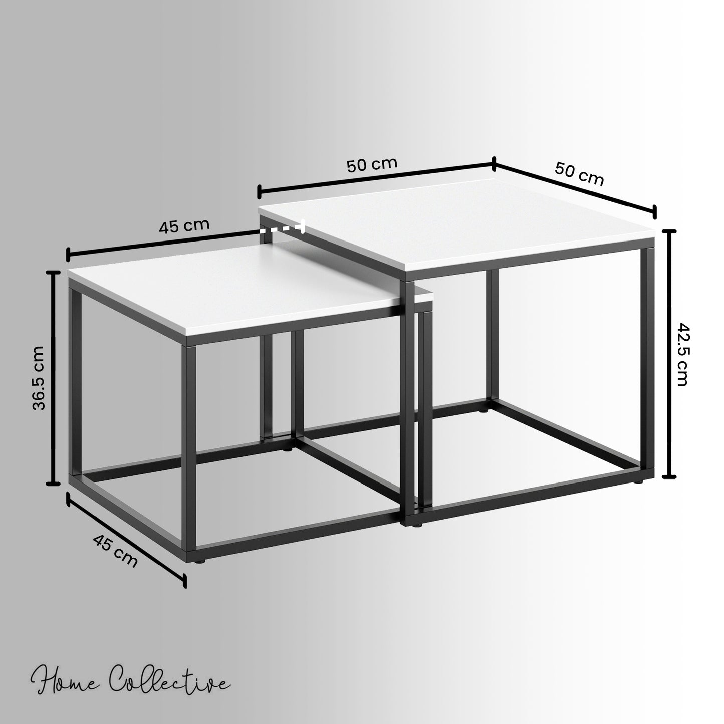 Couchtisch Klein 2er Set aus Holz, Wohnzimmertisch Modern, Beistelltisch Set 2 in 1 mit Metallgestell für Wohnzimmer Büro Beistelltisch Loft Design TWIN, kratzfeste Oberfläche