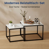 Couchtisch Klein 2er Set aus Holz, Wohnzimmertisch Modern, Beistelltisch Set 2 in 1 mit Metallgestell für Wohnzimmer Büro Beistelltisch Loft Design TWIN, kratzfeste Oberfläche