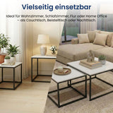 Couchtisch Klein 2er Set aus Holz, Wohnzimmertisch Modern, Beistelltisch Set 2 in 1 mit Metallgestell für Wohnzimmer Büro Beistelltisch Loft Design TWIN, kratzfeste Oberfläche