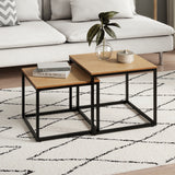 Couchtisch Klein 2er Set aus Holz, Wohnzimmertisch Modern, Beistelltisch Set 2 in 1 mit Metallgestell für Wohnzimmer Büro Beistelltisch Loft Design TWIN, kratzfeste Oberfläche