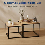 Couchtisch Klein 2er Set aus Holz, Wohnzimmertisch Modern, Beistelltisch Set 2 in 1 mit Metallgestell für Wohnzimmer Büro Beistelltisch Loft Design TWIN, kratzfeste Oberfläche