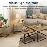 Couchtisch Klein 2er Set aus Holz, Wohnzimmertisch Modern, Beistelltisch Set 2 in 1 mit Metallgestell für Wohnzimmer Büro Beistelltisch Loft Design TWIN, kratzfeste Oberfläche