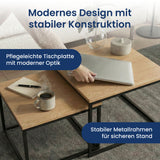 Couchtisch Klein 2er Set aus Holz, Wohnzimmertisch Modern, Beistelltisch Set 2 in 1 mit Metallgestell für Wohnzimmer Büro Beistelltisch Loft Design TWIN, kratzfeste Oberfläche
