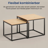 Couchtisch Klein 2er Set aus Holz, Wohnzimmertisch Modern, Beistelltisch Set 2 in 1 mit Metallgestell für Wohnzimmer Büro Beistelltisch Loft Design TWIN, kratzfeste Oberfläche
