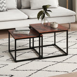 Couchtisch Klein 2er Set aus Holz, Wohnzimmertisch Modern, Beistelltisch Set 2 in 1 mit Metallgestell für Wohnzimmer Büro Beistelltisch Loft Design TWIN, kratzfeste Oberfläche