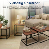 Couchtisch Klein 2er Set aus Holz, Wohnzimmertisch Modern, Beistelltisch Set 2 in 1 mit Metallgestell für Wohnzimmer Büro Beistelltisch Loft Design TWIN, kratzfeste Oberfläche