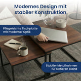 Couchtisch Klein 2er Set aus Holz, Wohnzimmertisch Modern, Beistelltisch Set 2 in 1 mit Metallgestell für Wohnzimmer Büro Beistelltisch Loft Design TWIN, kratzfeste Oberfläche