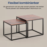 Couchtisch Klein 2er Set aus Holz, Wohnzimmertisch Modern, Beistelltisch Set 2 in 1 mit Metallgestell für Wohnzimmer Büro Beistelltisch Loft Design TWIN, kratzfeste Oberfläche