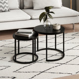 Couchtisch Klein 2er Set aus Holz, Wohnzimmertisch Modern, Beistelltisch Set 2 in 1 mit Metallgestell für Wohnzimmer Büro Beistelltisch Loft Design TWIN, kratzfeste Oberfläche