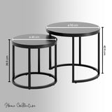 Couchtisch Klein 2er Set aus Holz, Wohnzimmertisch Modern, Beistelltisch Set 2 in 1 mit Metallgestell für Wohnzimmer Büro Beistelltisch Loft Design TWIN, kratzfeste Oberfläche