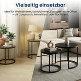 Couchtisch Klein 2er Set aus Holz, Wohnzimmertisch Modern, Beistelltisch Set 2 in 1 mit Metallgestell für Wohnzimmer Büro Beistelltisch Loft Design TWIN, kratzfeste Oberfläche