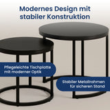 Couchtisch Klein 2er Set aus Holz, Wohnzimmertisch Modern, Beistelltisch Set 2 in 1 mit Metallgestell für Wohnzimmer Büro Beistelltisch Loft Design TWIN, kratzfeste Oberfläche
