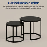 Couchtisch Klein 2er Set aus Holz, Wohnzimmertisch Modern, Beistelltisch Set 2 in 1 mit Metallgestell für Wohnzimmer Büro Beistelltisch Loft Design TWIN, kratzfeste Oberfläche