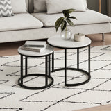 Couchtisch Klein 2er Set aus Holz, Wohnzimmertisch Modern, Beistelltisch Set 2 in 1 mit Metallgestell für Wohnzimmer Büro Beistelltisch Loft Design TWIN, kratzfeste Oberfläche