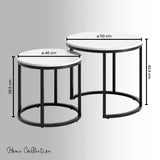 Couchtisch Klein 2er Set aus Holz, Wohnzimmertisch Modern, Beistelltisch Set 2 in 1 mit Metallgestell für Wohnzimmer Büro Beistelltisch Loft Design TWIN, kratzfeste Oberfläche