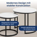 Couchtisch Klein 2er Set aus Holz, Wohnzimmertisch Modern, Beistelltisch Set 2 in 1 mit Metallgestell für Wohnzimmer Büro Beistelltisch Loft Design TWIN, kratzfeste Oberfläche