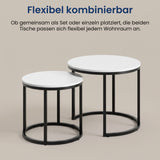 Couchtisch Klein 2er Set aus Holz, Wohnzimmertisch Modern, Beistelltisch Set 2 in 1 mit Metallgestell für Wohnzimmer Büro Beistelltisch Loft Design TWIN, kratzfeste Oberfläche