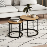 Couchtisch Klein 2er Set aus Holz, Wohnzimmertisch Modern, Beistelltisch Set 2 in 1 mit Metallgestell für Wohnzimmer Büro Beistelltisch Loft Design TWIN, kratzfeste Oberfläche