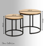 Couchtisch Klein 2er Set aus Holz, Wohnzimmertisch Modern, Beistelltisch Set 2 in 1 mit Metallgestell für Wohnzimmer Büro Beistelltisch Loft Design TWIN, kratzfeste Oberfläche