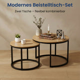 Couchtisch Klein 2er Set aus Holz, Wohnzimmertisch Modern, Beistelltisch Set 2 in 1 mit Metallgestell für Wohnzimmer Büro Beistelltisch Loft Design TWIN, kratzfeste Oberfläche