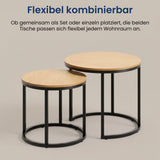 Couchtisch Klein 2er Set aus Holz, Wohnzimmertisch Modern, Beistelltisch Set 2 in 1 mit Metallgestell für Wohnzimmer Büro Beistelltisch Loft Design TWIN, kratzfeste Oberfläche