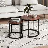 Couchtisch Klein 2er Set aus Holz, Wohnzimmertisch Modern, Beistelltisch Set 2 in 1 mit Metallgestell für Wohnzimmer Büro Beistelltisch Loft Design TWIN, kratzfeste Oberfläche