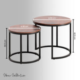 Couchtisch Klein 2er Set aus Holz, Wohnzimmertisch Modern, Beistelltisch Set 2 in 1 mit Metallgestell für Wohnzimmer Büro Beistelltisch Loft Design TWIN, kratzfeste Oberfläche
