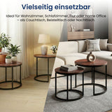 Couchtisch Klein 2er Set aus Holz, Wohnzimmertisch Modern, Beistelltisch Set 2 in 1 mit Metallgestell für Wohnzimmer Büro Beistelltisch Loft Design TWIN, kratzfeste Oberfläche