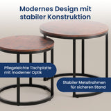 Couchtisch Klein 2er Set aus Holz, Wohnzimmertisch Modern, Beistelltisch Set 2 in 1 mit Metallgestell für Wohnzimmer Büro Beistelltisch Loft Design TWIN, kratzfeste Oberfläche