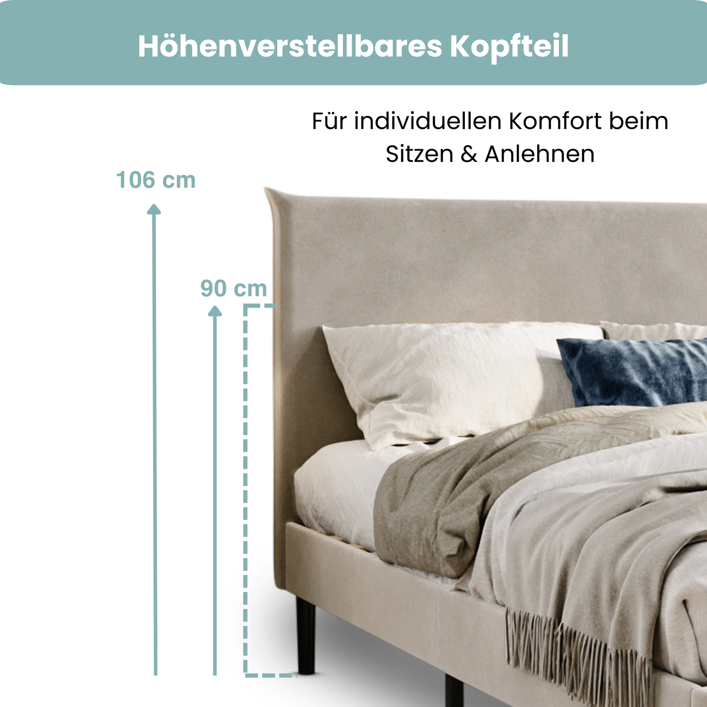 Bett 140x200 und 160x200 cm, Polsterbett mit Lattenrost, Bettgestell 140x200 & 160x200 cm, Doppelbett mit weichem Cord & Samt bezug und gepolstertem Kopfteil, robustes Gestell, hoher Liegekomfort