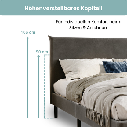 Bett 140x200 und 160x200 cm, Polsterbett mit Lattenrost, Bettgestell 140x200 & 160x200 cm, Doppelbett mit weichem Cord & Samt bezug und gepolstertem Kopfteil, robustes Gestell, hoher Liegekomfort