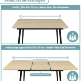 Esstisch ausziehbar, moderner Tisch Küchentisch, mit Klappverlängerung für schnelles Ausziehen von 120 cm auf 160 cm, Esszimmertisch mit Metallbeinen für 4-6 Personen | 120-160x80x75 cm (LxBxH)