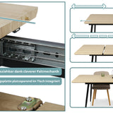 Esstisch ausziehbar, moderner Tisch Küchentisch, mit Klappverlängerung für schnelles Ausziehen von 120 cm auf 160 cm, Esszimmertisch mit Metallbeinen für 4-6 Personen | 120-160x80x75 cm (LxBxH)