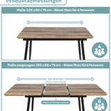 Esstisch ausziehbar, moderner Tisch Küchentisch, mit Klappverlängerung für schnelles Ausziehen von 120 cm auf 160 cm, Esszimmertisch mit Metallbeinen für 4-6 Personen | 120-160x80x75 cm (LxBxH)