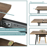 Esstisch ausziehbar, moderner Tisch Küchentisch, mit Klappverlängerung für schnelles Ausziehen von 120 cm auf 160 cm, Esszimmertisch mit Metallbeinen für 4-6 Personen | 120-160x80x75 cm (LxBxH)