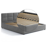 Polsterbett 140x200 und 160x200 cm mit Stauraum und Lattenrost aus Metall Doppelbett mit Hydraulischem Bettkasten Gepolstertes Bett Bed Stauraumbett Stabiler Bettrahmen