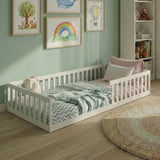 Kinderbett Bodenbett 90x200 | 120x200 | 140x200 cm mit Rausfallschutz & Lattenrost Montessori Bett Bed Gitterbett Kinder Jugendbett Einzelbett optional mit Matratze