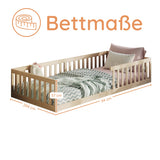 Kinderbett Bodenbett 90x200 | 120x200 | 140x200 cm mit Rausfallschutz & Lattenrost Montessori Bett Bed Gitterbett Kinder Jugendbett Einzelbett optional mit Matratze