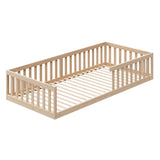 Kinderbett Bodenbett 90x200 | 120x200 | 140x200 cm mit Rausfallschutz & Lattenrost Montessori Bett Bed Gitterbett Kinder Jugendbett Einzelbett optional mit Matratze