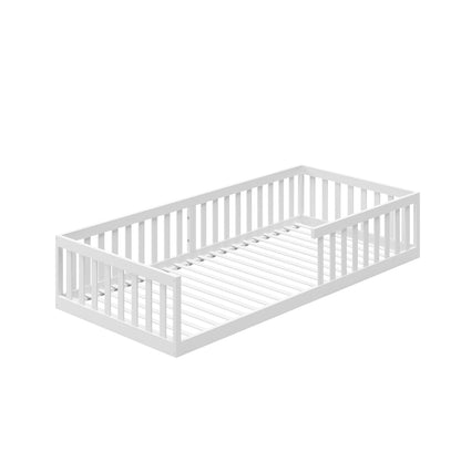 Kinderbett Bodenbett 90x200 | 120x200 | 140x200 cm mit Rausfallschutz & Lattenrost Montessori Bett Bed Gitterbett Kinder Jugendbett Einzelbett optional mit Matratze