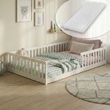 Kinderbett Bodenbett 90x200 | 120x200 | 140x200 cm mit Rausfallschutz & Lattenrost Montessori Bett Bed Gitterbett Kinder Jugendbett Einzelbett optional mit Matratze