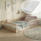 Kinderbett Bodenbett 90x200 | 120x200 | 140x200 cm mit Rausfallschutz & Lattenrost Montessori Bett Bed Gitterbett Kinder Jugendbett Einzelbett optional mit Matratze