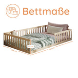 Kinderbett Bodenbett 90x200 | 120x200 | 140x200 cm mit Rausfallschutz & Lattenrost Montessori Bett Bed Gitterbett Kinder Jugendbett Einzelbett optional mit Matratze