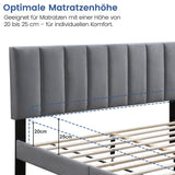Bett 140x200 und 160x200 cm, Polsterbett mit Lattenrost, Bettgestell 140x200 & 160x200 cm, Doppelbett mit weichem Bezug und gepolstertem Kopfteil mit vertikaler & Kassettensteppung, robustes Gestell, hoher Liegekomfort