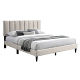 Bett 140x200 und 160x200 cm, Polsterbett mit Lattenrost, Bettgestell 140x200 & 160x200 cm, Doppelbett mit weichem Bezug und gepolstertem Kopfteil mit vertikaler & Kassettensteppung, robustes Gestell, hoher Liegekomfort