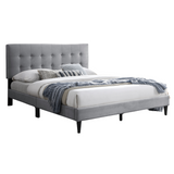 Bett 140x200 und 160x200 cm, Polsterbett mit Lattenrost, Bettgestell 140x200 & 160x200 cm, Doppelbett mit weichem Bezug und gepolstertem Kopfteil mit vertikaler & Kassettensteppung, robustes Gestell, hoher Liegekomfort